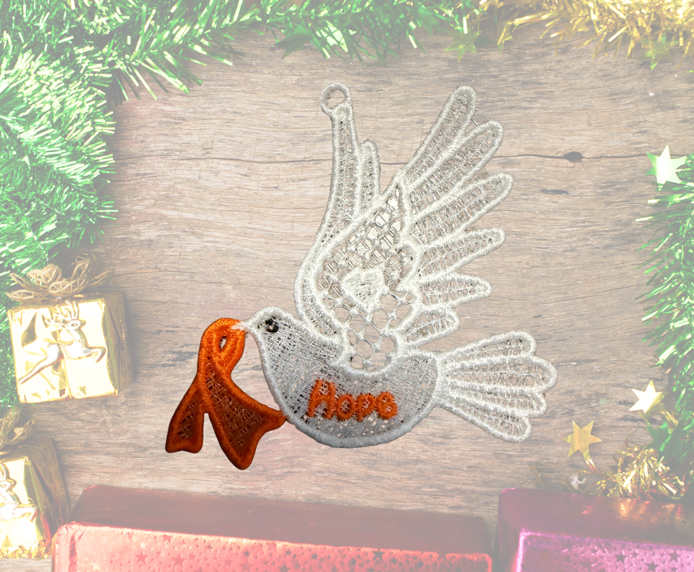 Dove Cancer Ornament - Embroidery