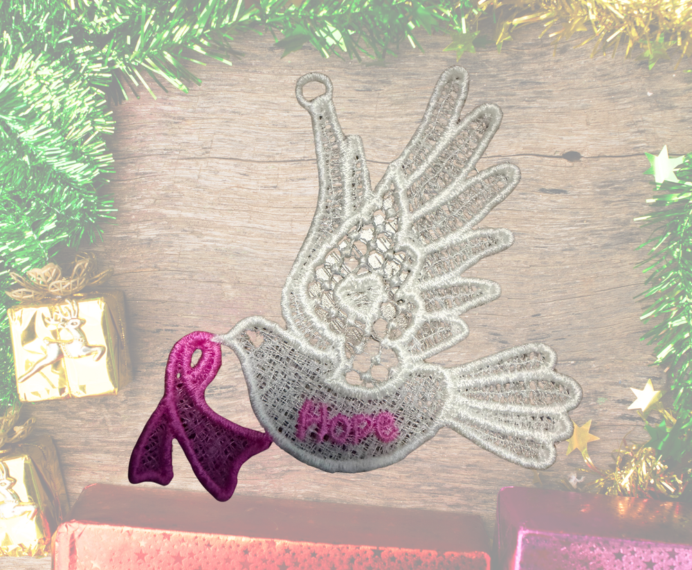 Dove Cancer Ornament - Embroidery