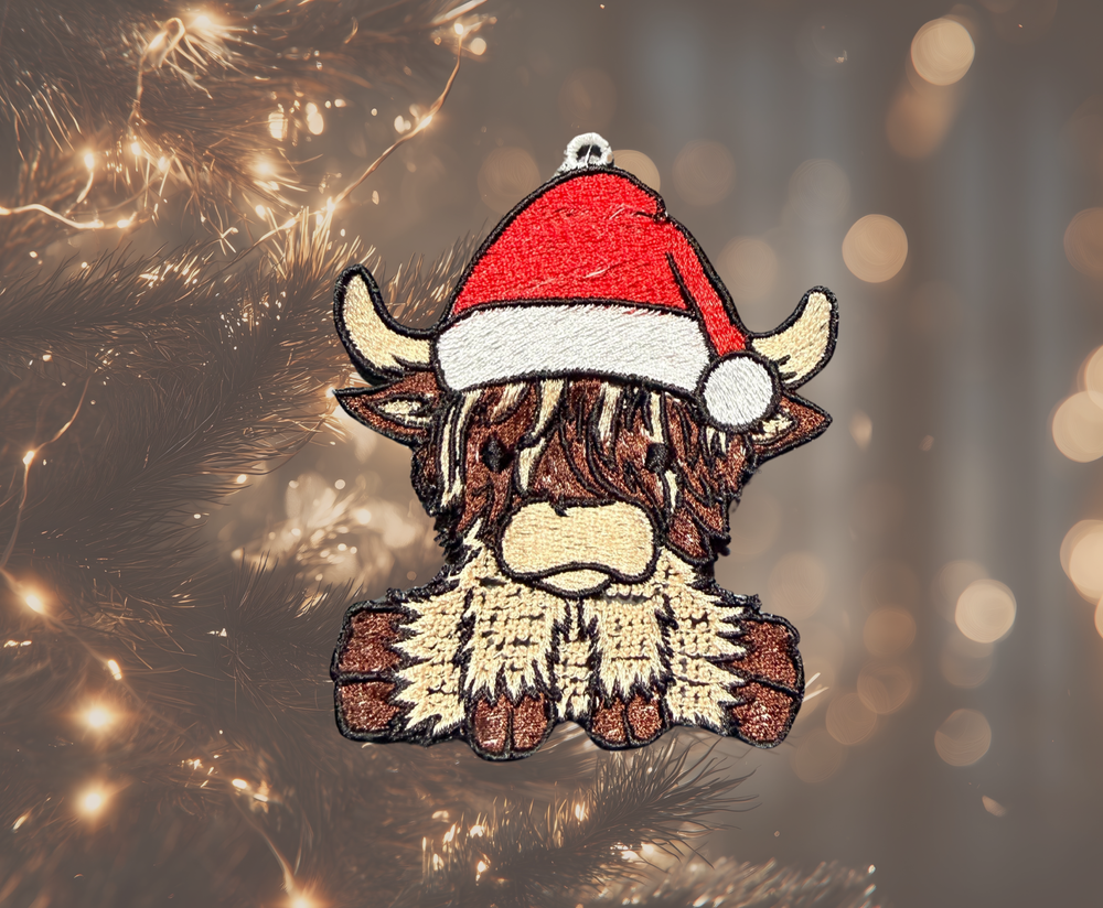 Highland Cow Ornament - Embroidery