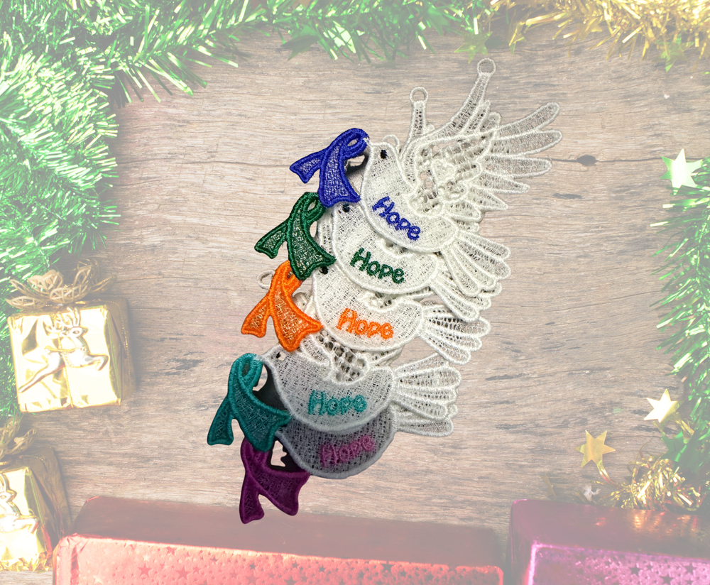 Dove Cancer Ornament - Embroidery