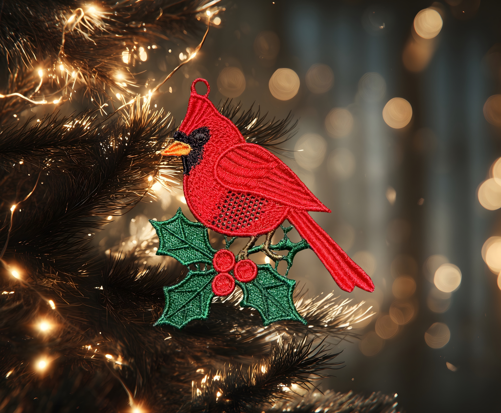 Cardinal Ornament - Embroidery CraftyWithIt