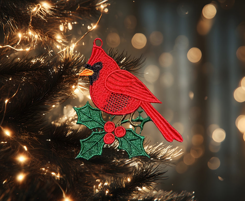 Cardinal Ornament - Embroidery