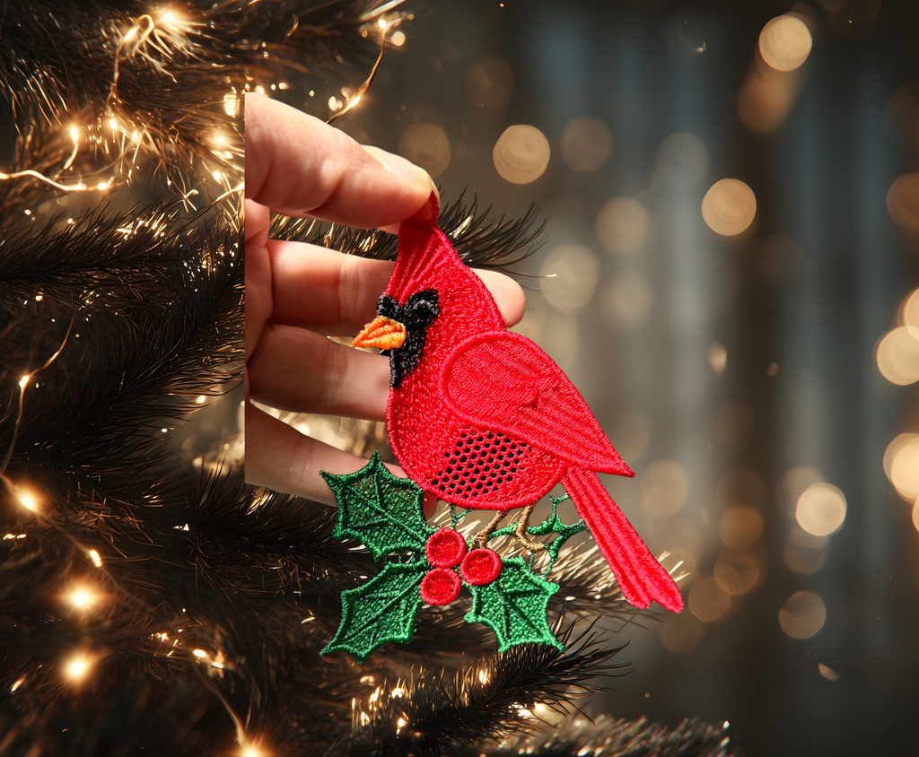 Cardinal Ornament - Embroidery CraftyWithIt