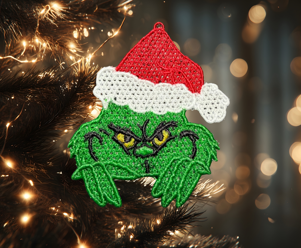 Grinch Ornament - Embroidery
