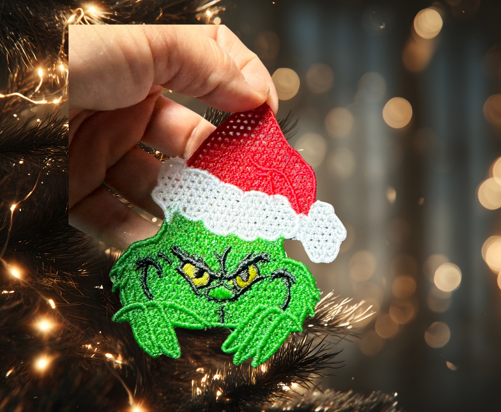 Grinch Ornament - Embroidery