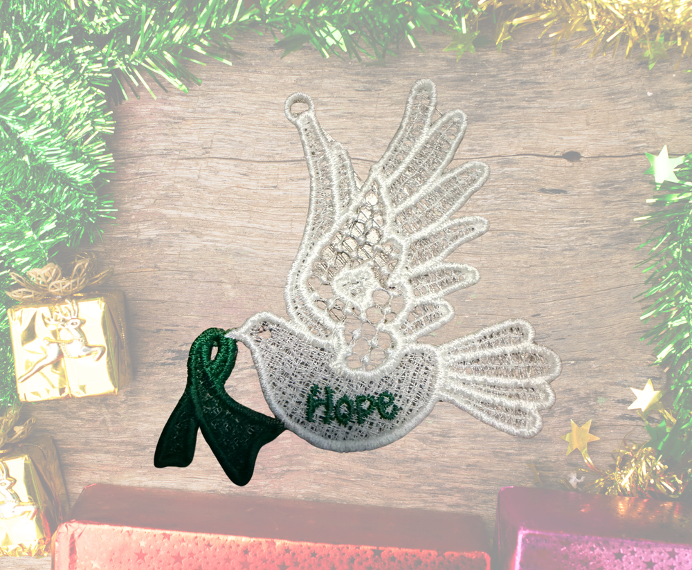 Dove Cancer Ornament - Embroidery