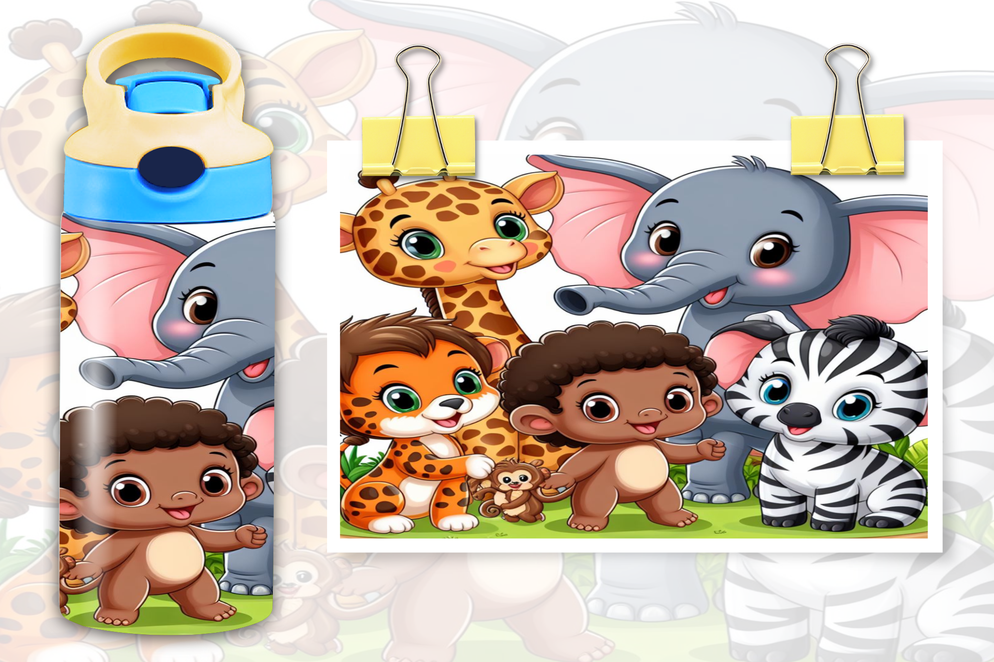 Zoo Animals 12oz - Kids Sippy Digital Download