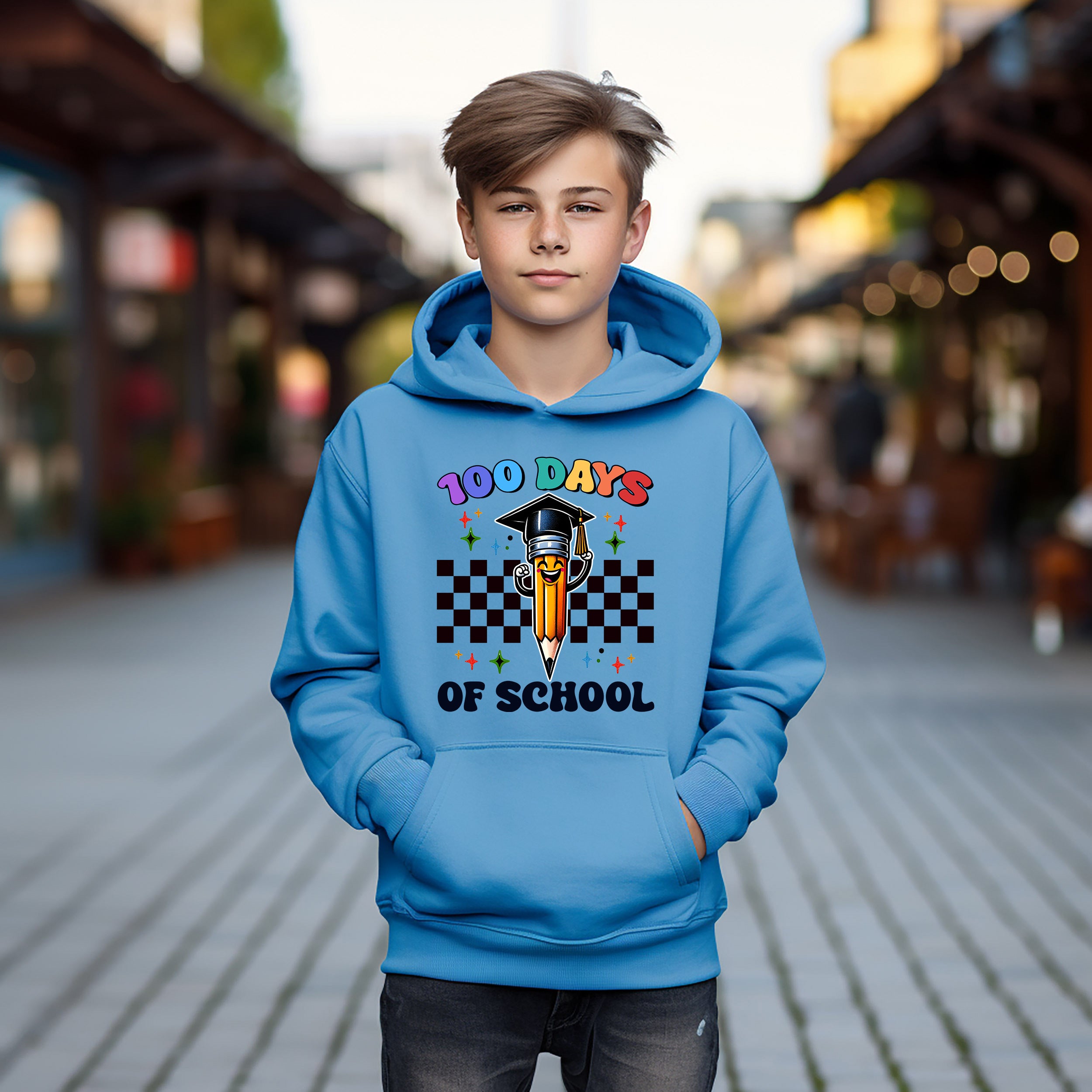 School - 100 Days Of School Pencil Youth Crewneck / Hoodie