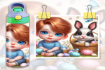 Load image into Gallery viewer, Easter Boy and Bunny Kids Flip Top Sippy Cup Design  - Digital Download
