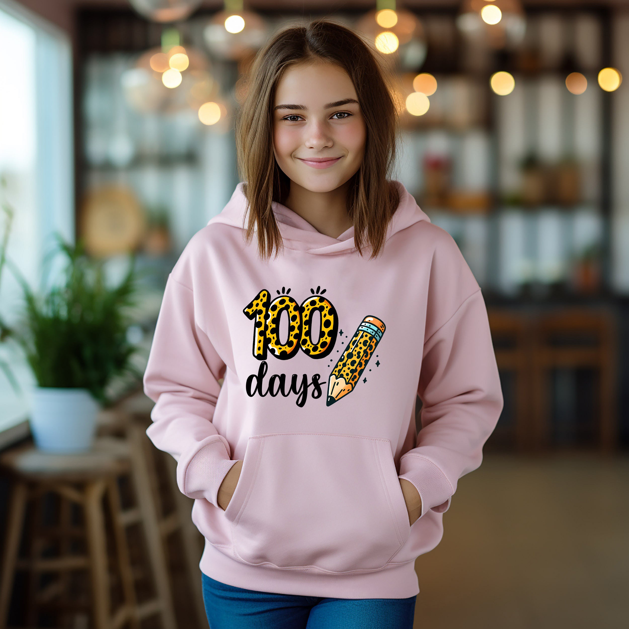 School - 100 Days Of School Cheetah Youth Crewneck / Hoodie