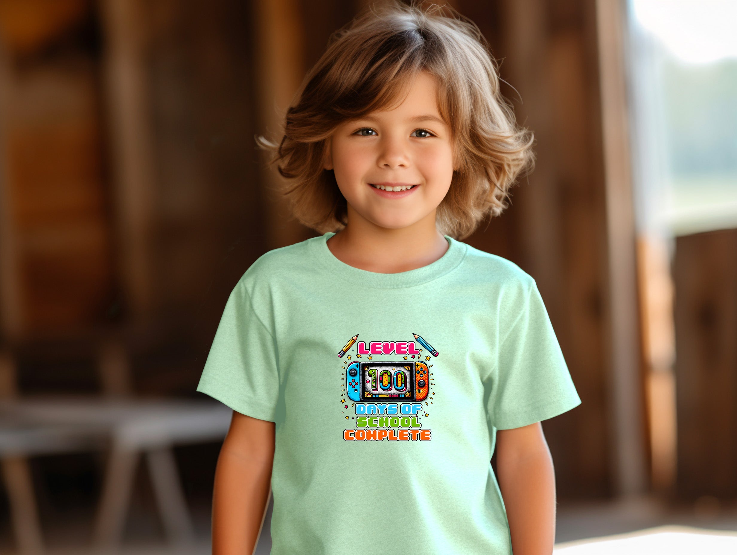 School - 100 Days Of School Level Up - Youth T-Shirt