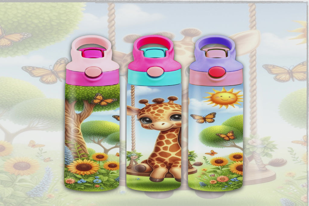 Baby Giraffe On Swing 12oz - Kids Sippy Digital Download