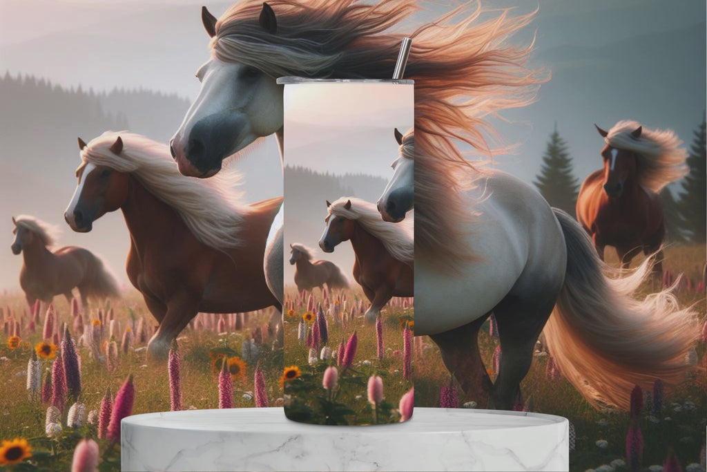 Horses Running In Meadow - Tumbler Digital Download