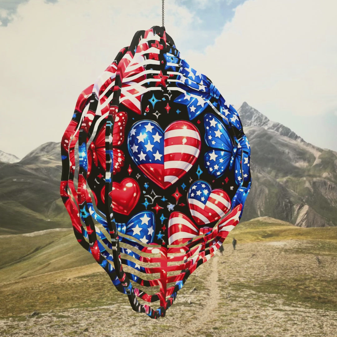 Patriotic Hearts and Butterflies - Wind Spinner Digital Download