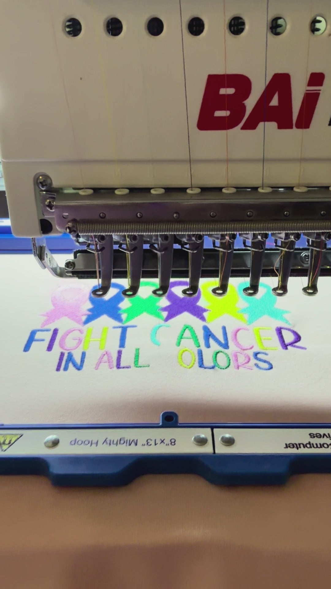 Fight Cancer In All Colors - Long Sleeve T-Shirt Adult Embroidery