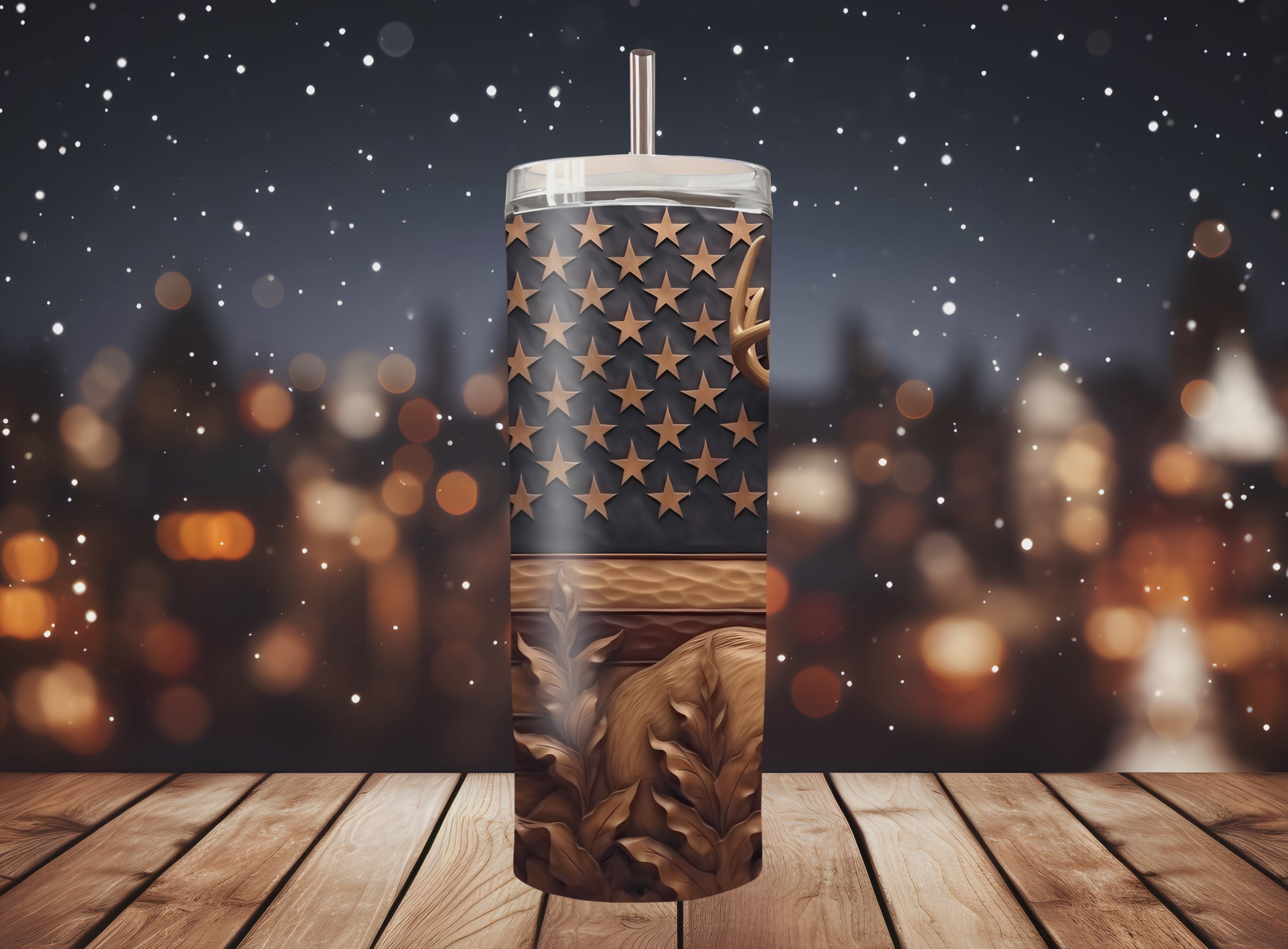 Buck With American Flag - Tumbler Digital Download