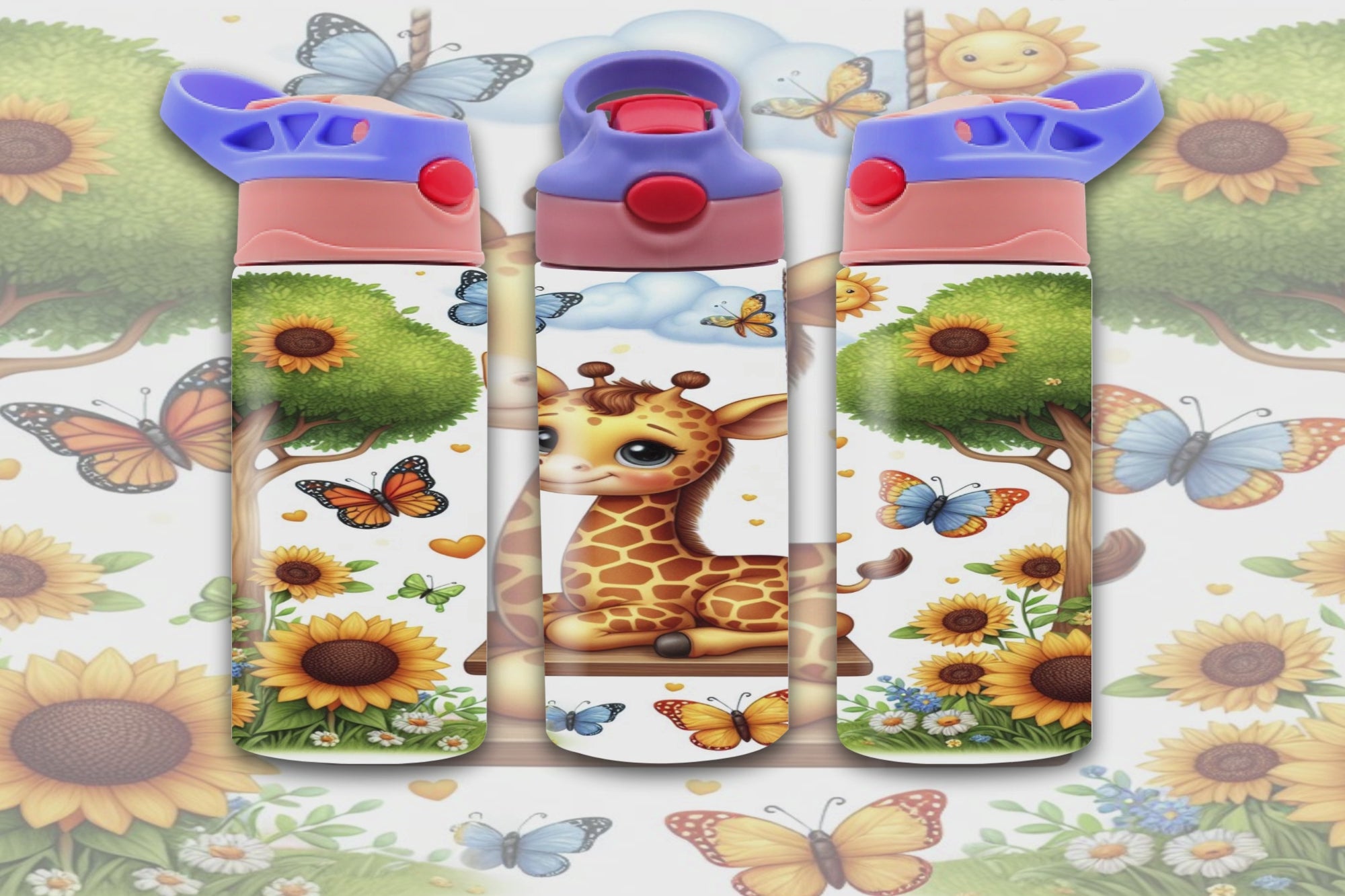 Baby Giraffe On Swing 2 Kids Sippy Cup