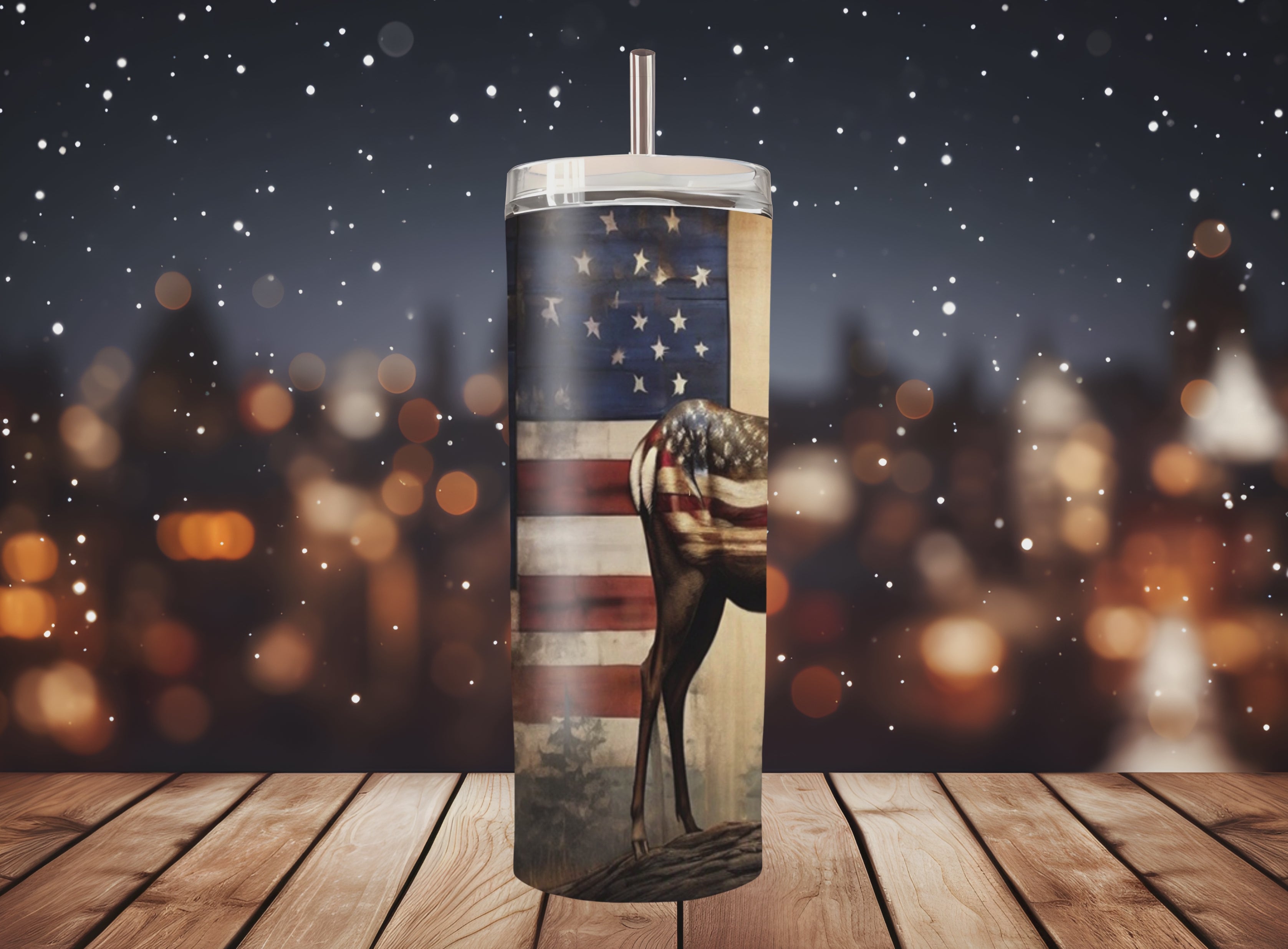 Buck With American Flag 1 - Tumbler Digital Download