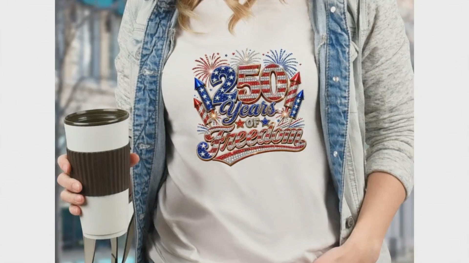 Patriotic 250 Years Faux Rhinestone - Youth/Adult Direct To Film Transfer