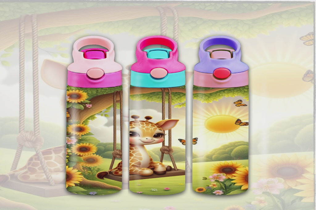 Giraffe On Swing 12oz - Kids Sippy Digital Download