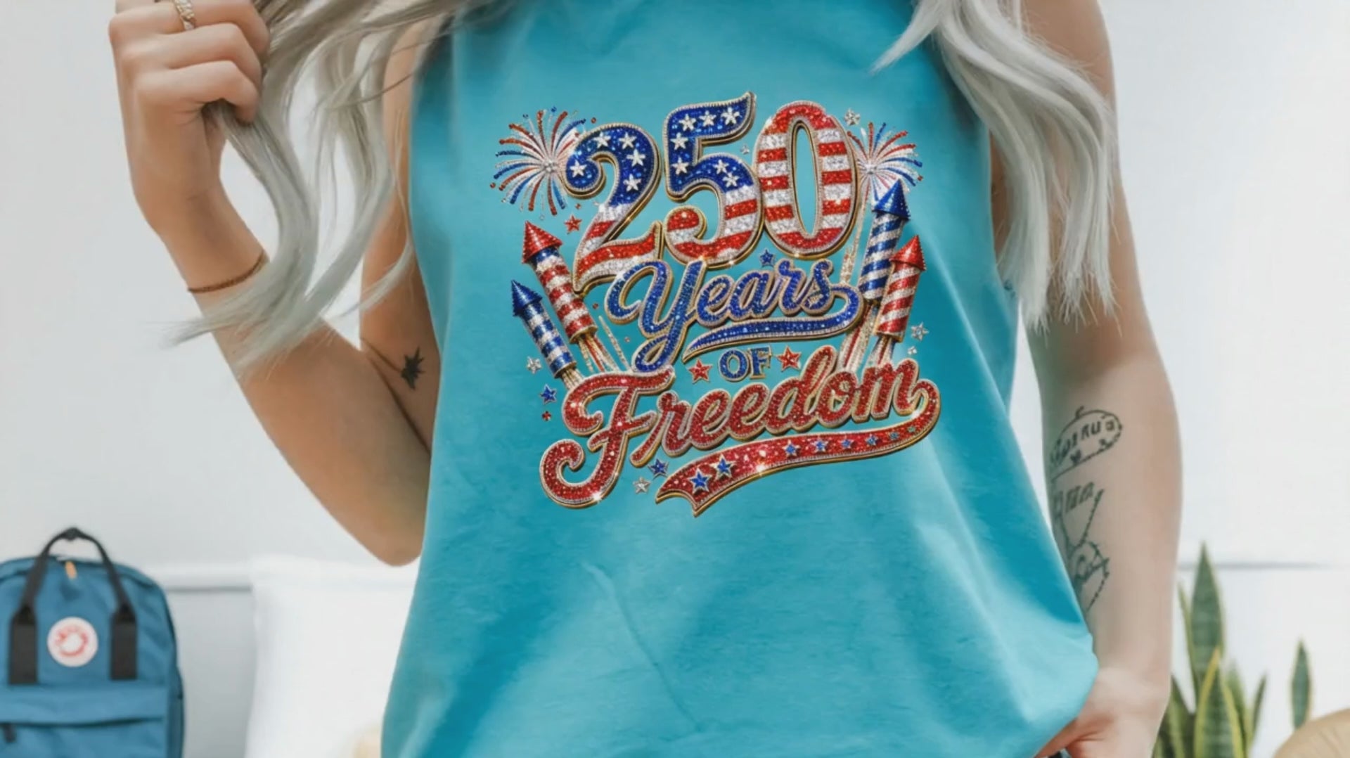 Patriotic 250 Years Faux Rhinestone - Youth/Adult Direct To Film Transfer
