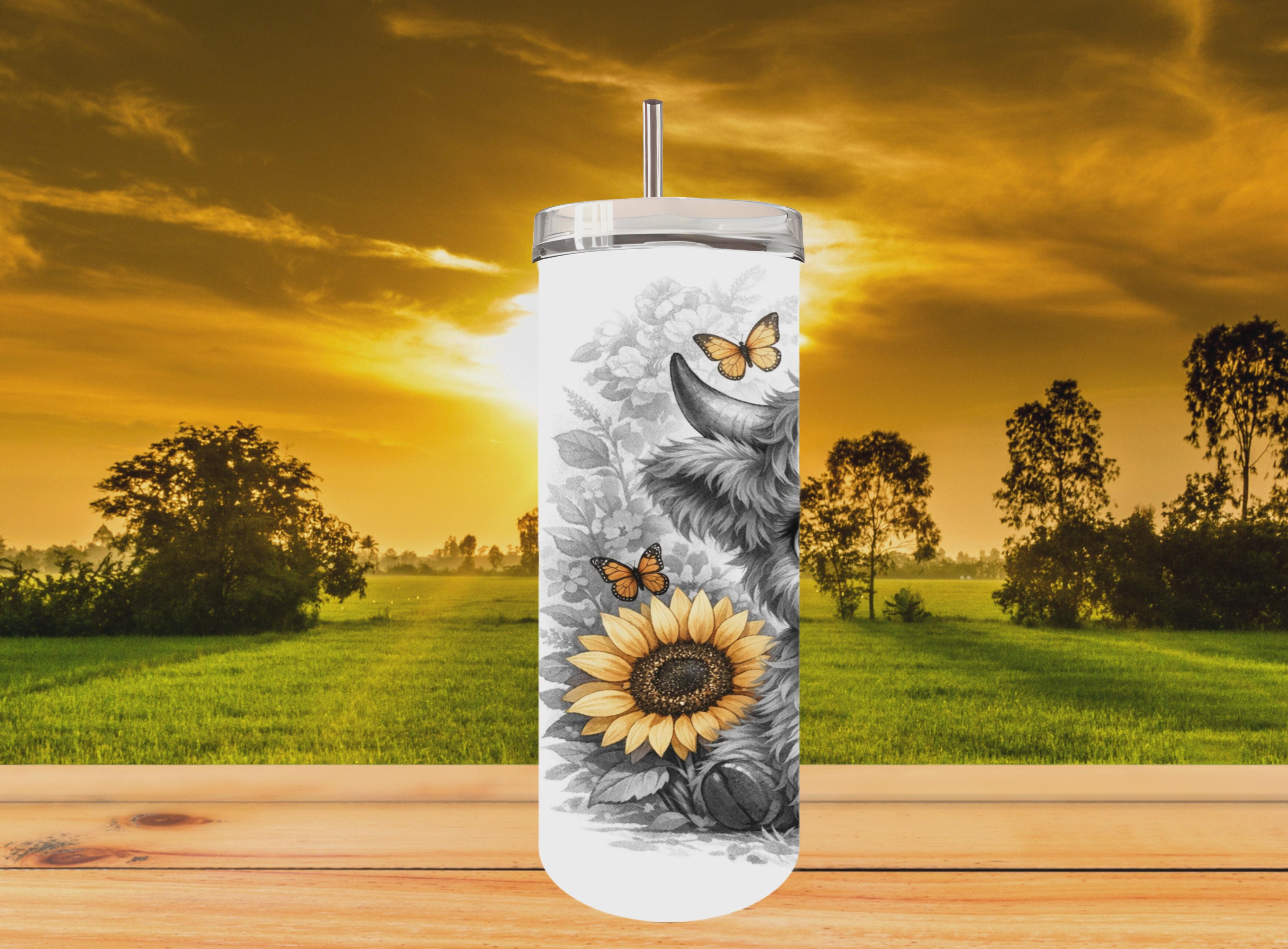 Black and White Highland Cow - Tumbler Digital Download