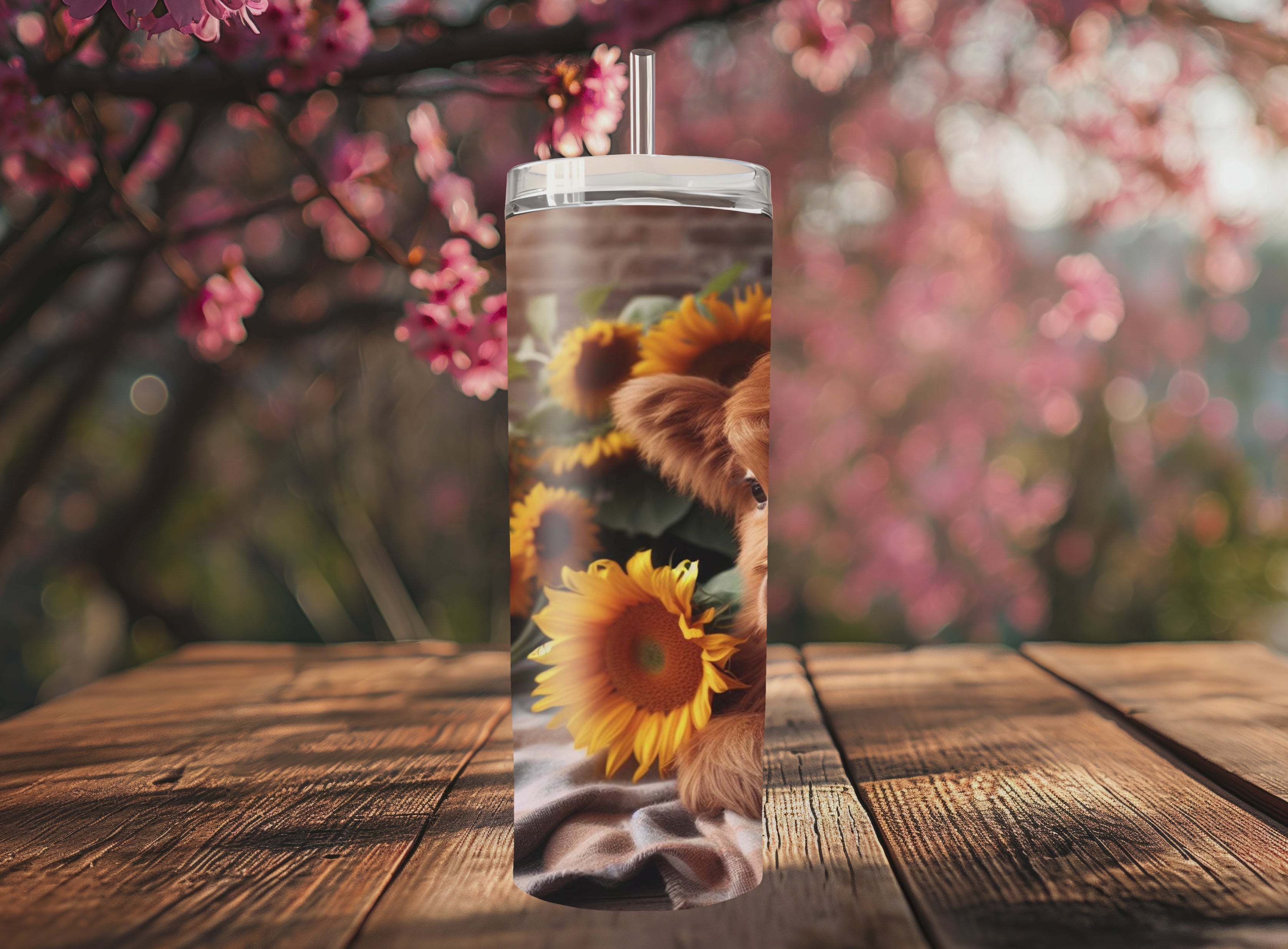 Highland Cow Sunflower  - Tumbler Digital Download