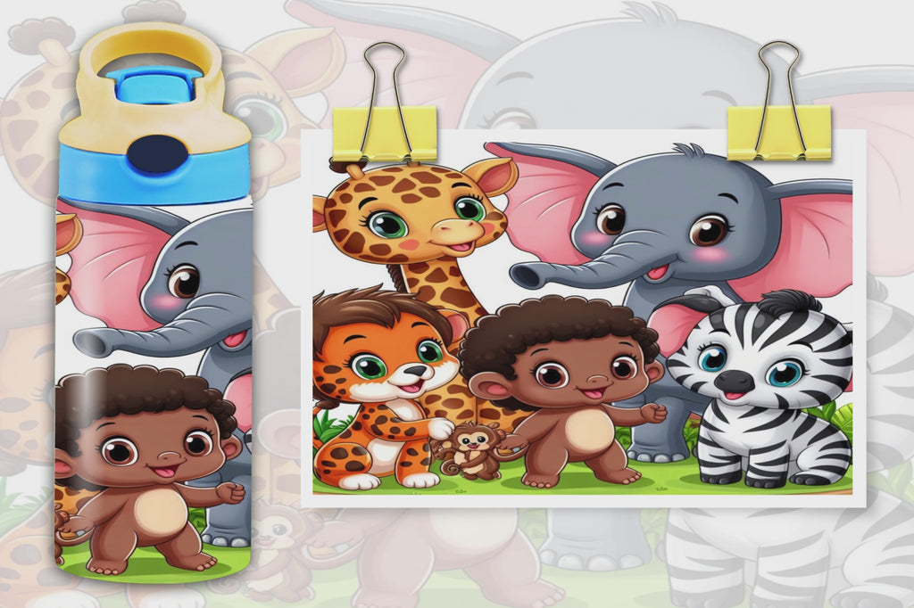 Zoo Animals 12oz - Kids Sippy Digital Download