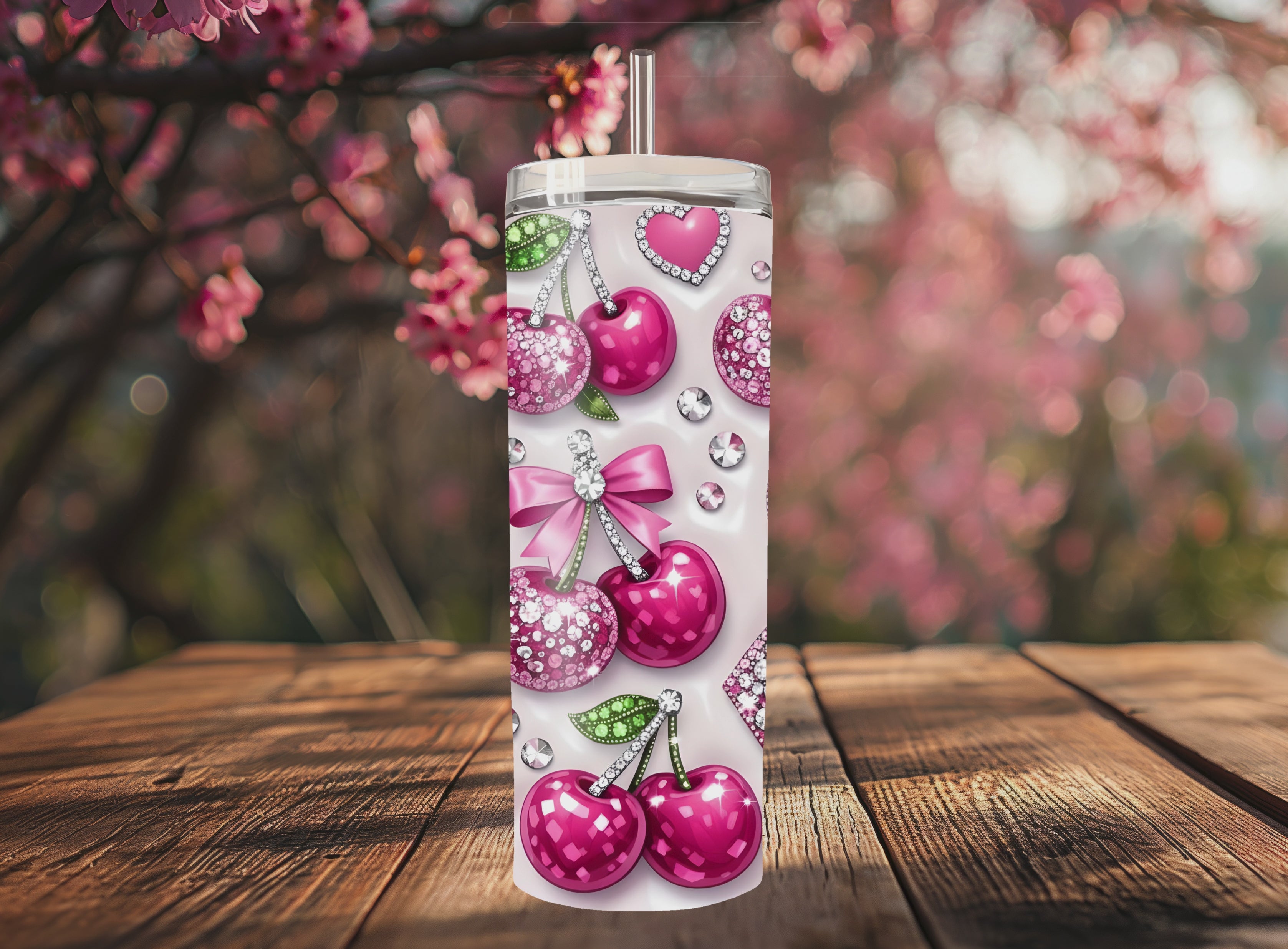 Cherry Cancer Ribbon - Tumbler Digital Download