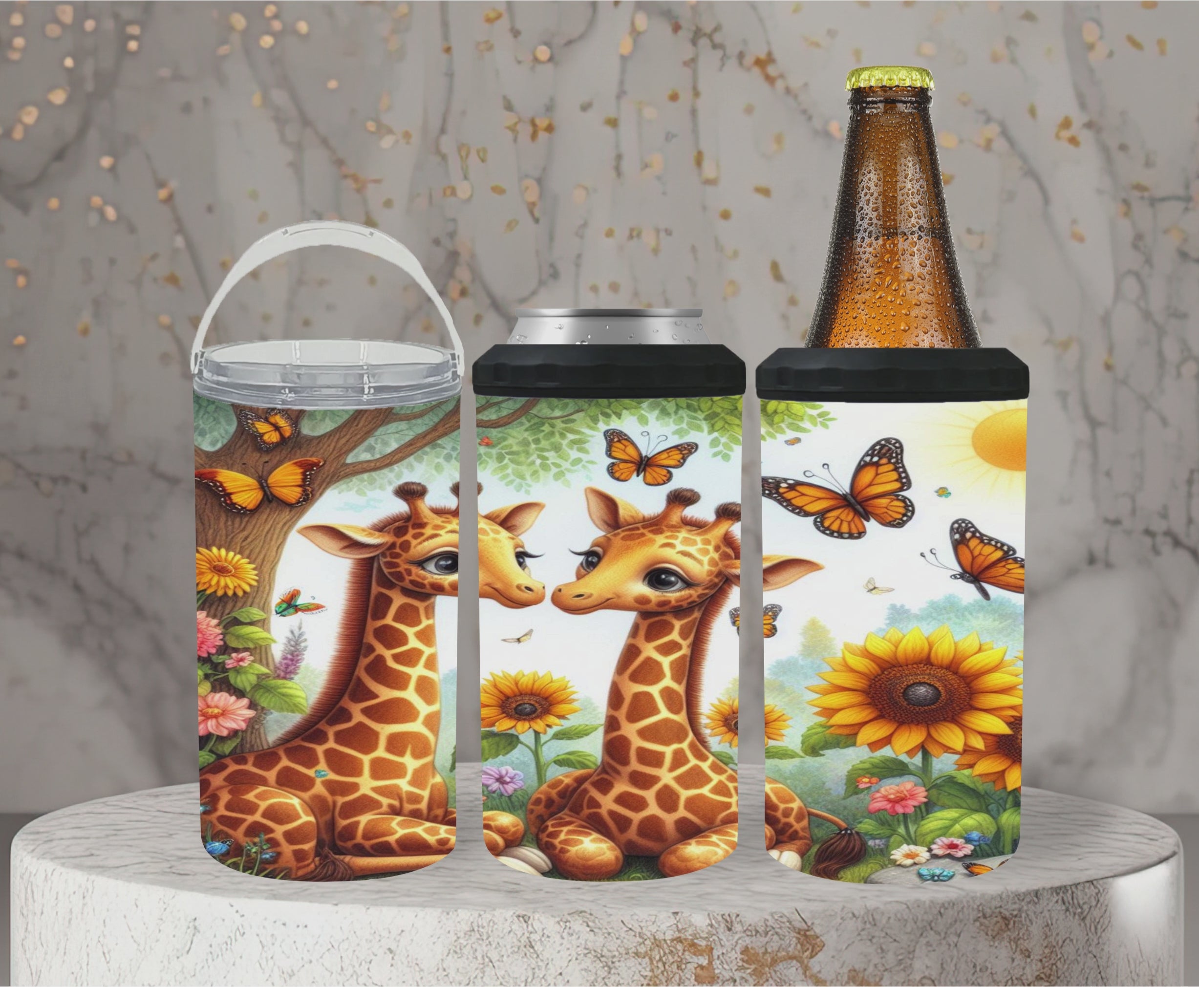 Giraffe Sunflower Can Koozie  - Digital Download