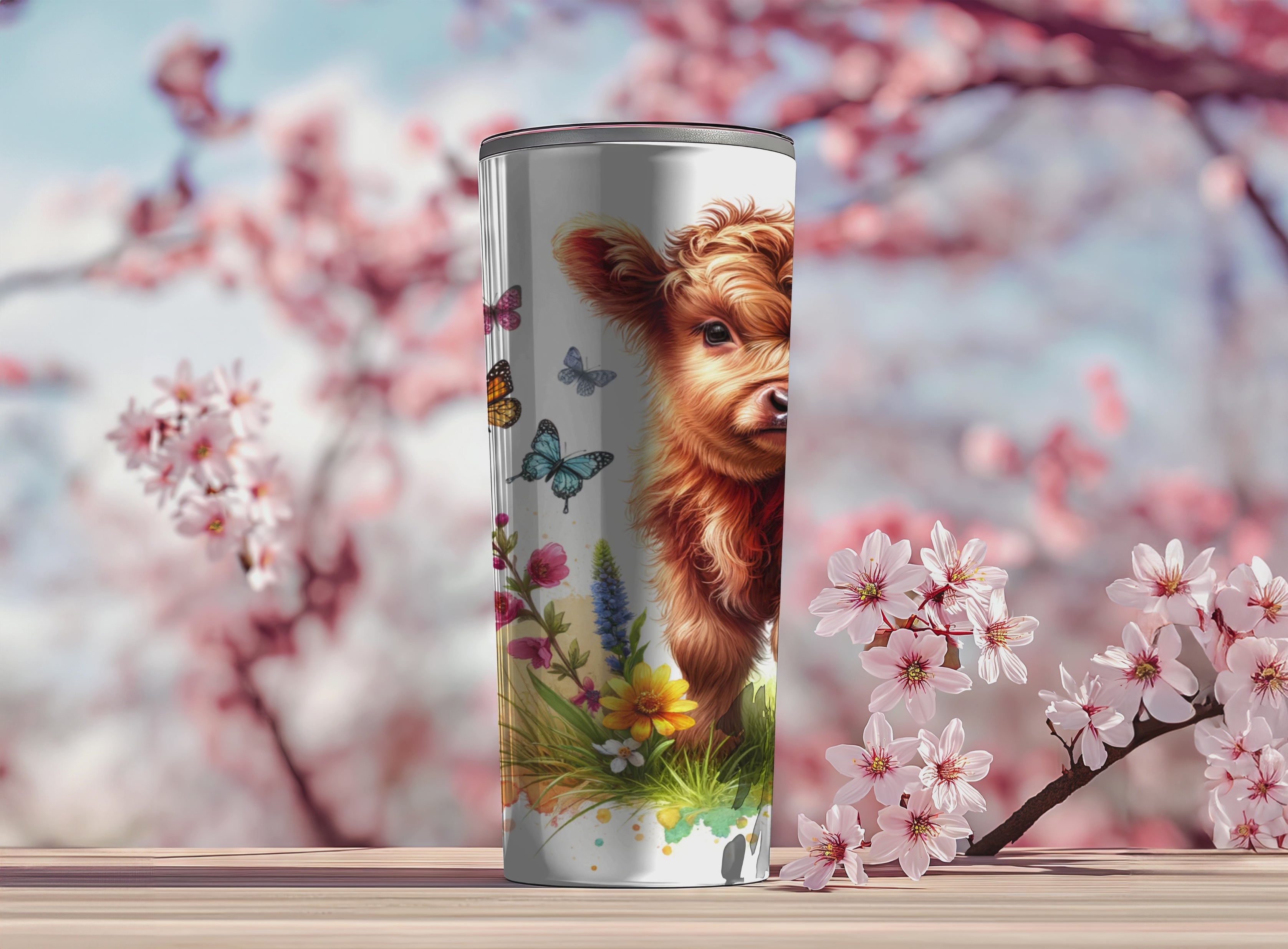 Highland Cow Spring Flowers Tumbler