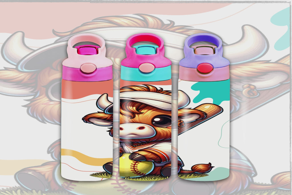 Highland Cow Softball 12oz - Kids Sippy Digital Download