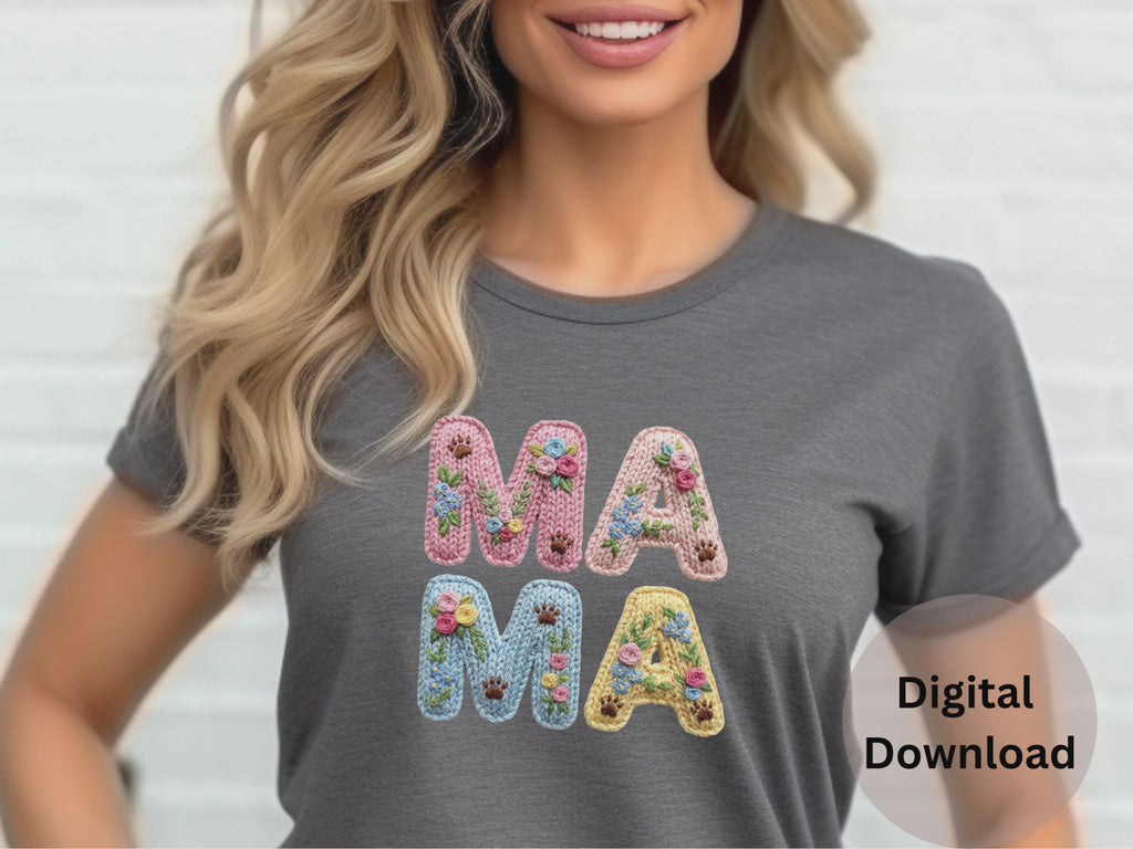 Mama Embroidered Yarn - PNG Digital Download