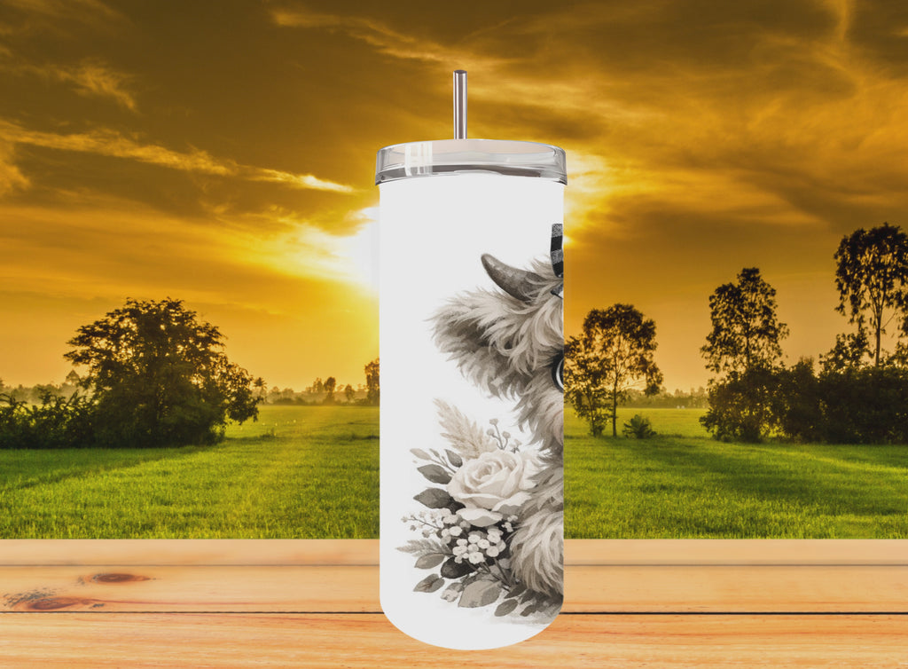 Highland Cow Ice Coffee Flowers - Tumbler Digital Download