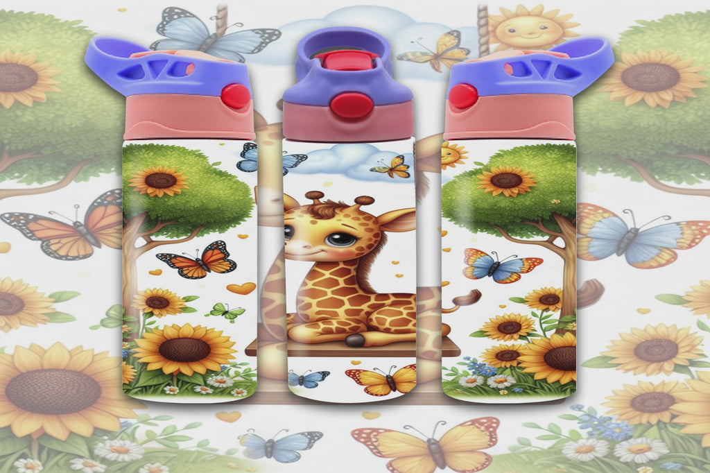 Giraffe On Swing 12oz - Kids Sippy Digital Download