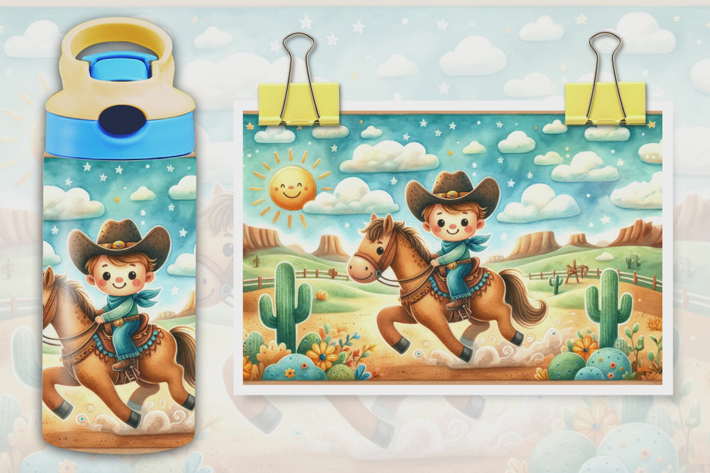 Cowboy 12oz  - Kids Sippy Digital Download