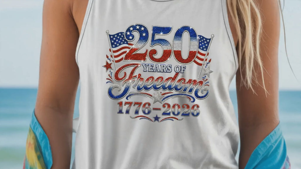 Freedom 250 Years Faux Rhinestone - Youth/Adult Direct To Film Transfer
