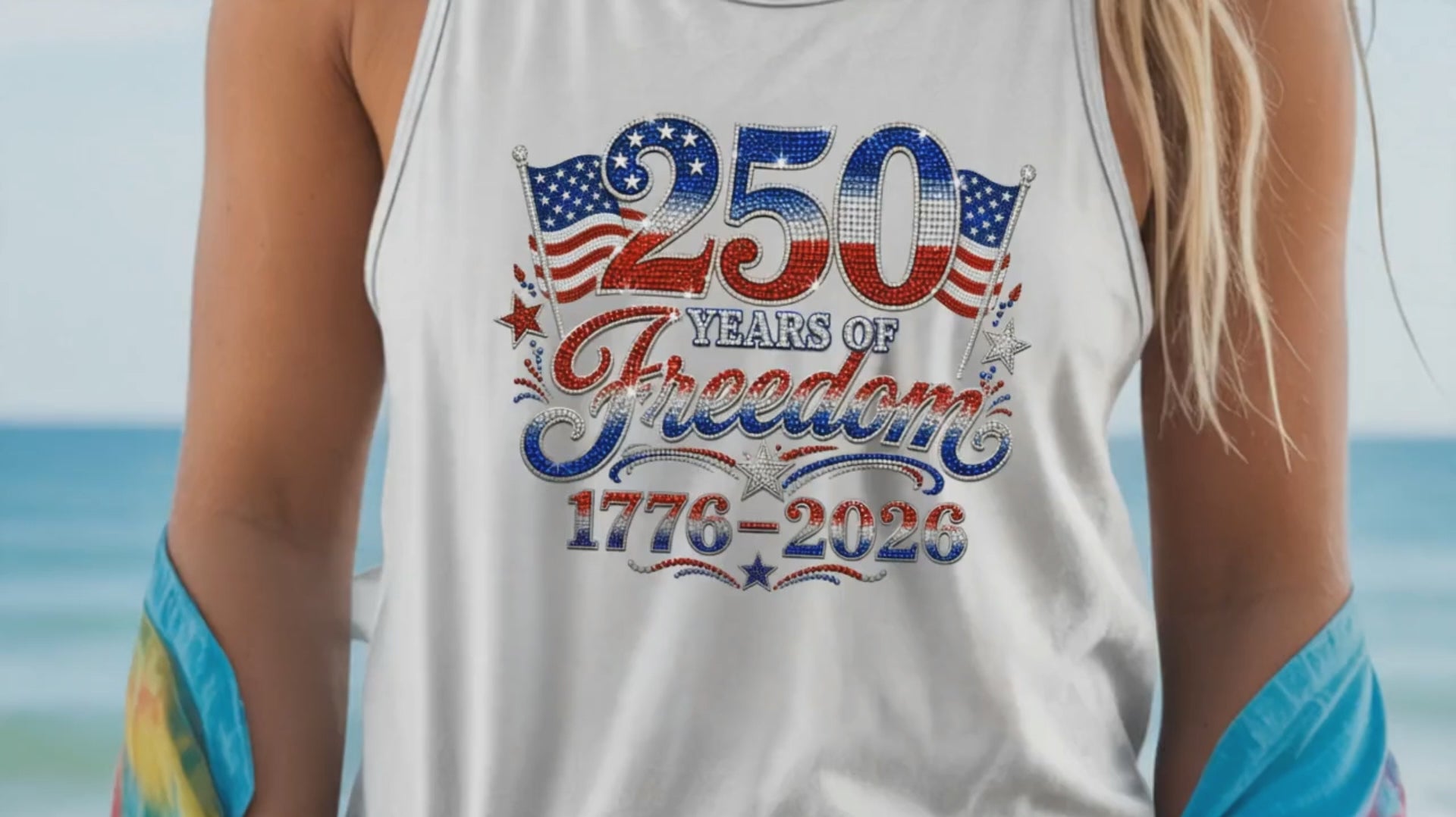 Freedom 250 Years Faux Rhinestone - Youth/Adult Direct To Film Transfer