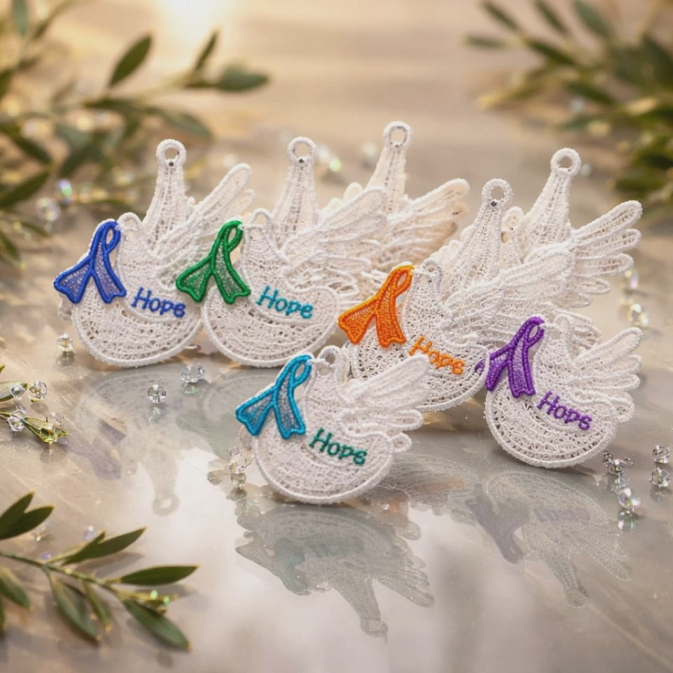 Dove Cancer Ornament - Embroidery