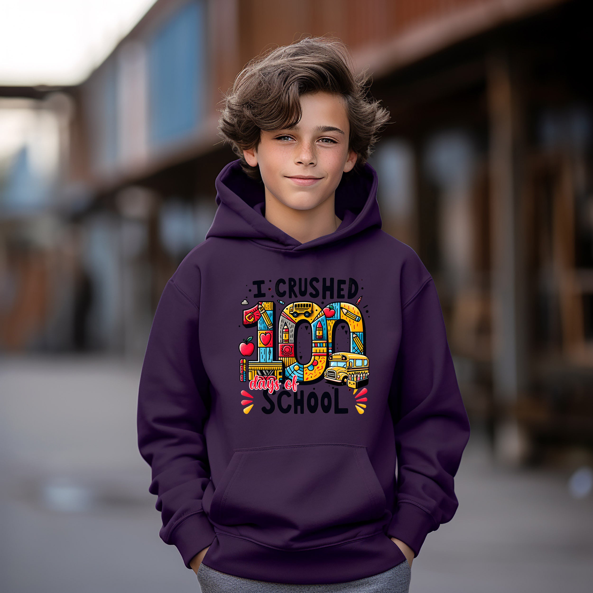 School - I Crushed 100 Days Of School Youth Crewneck / Hoodie