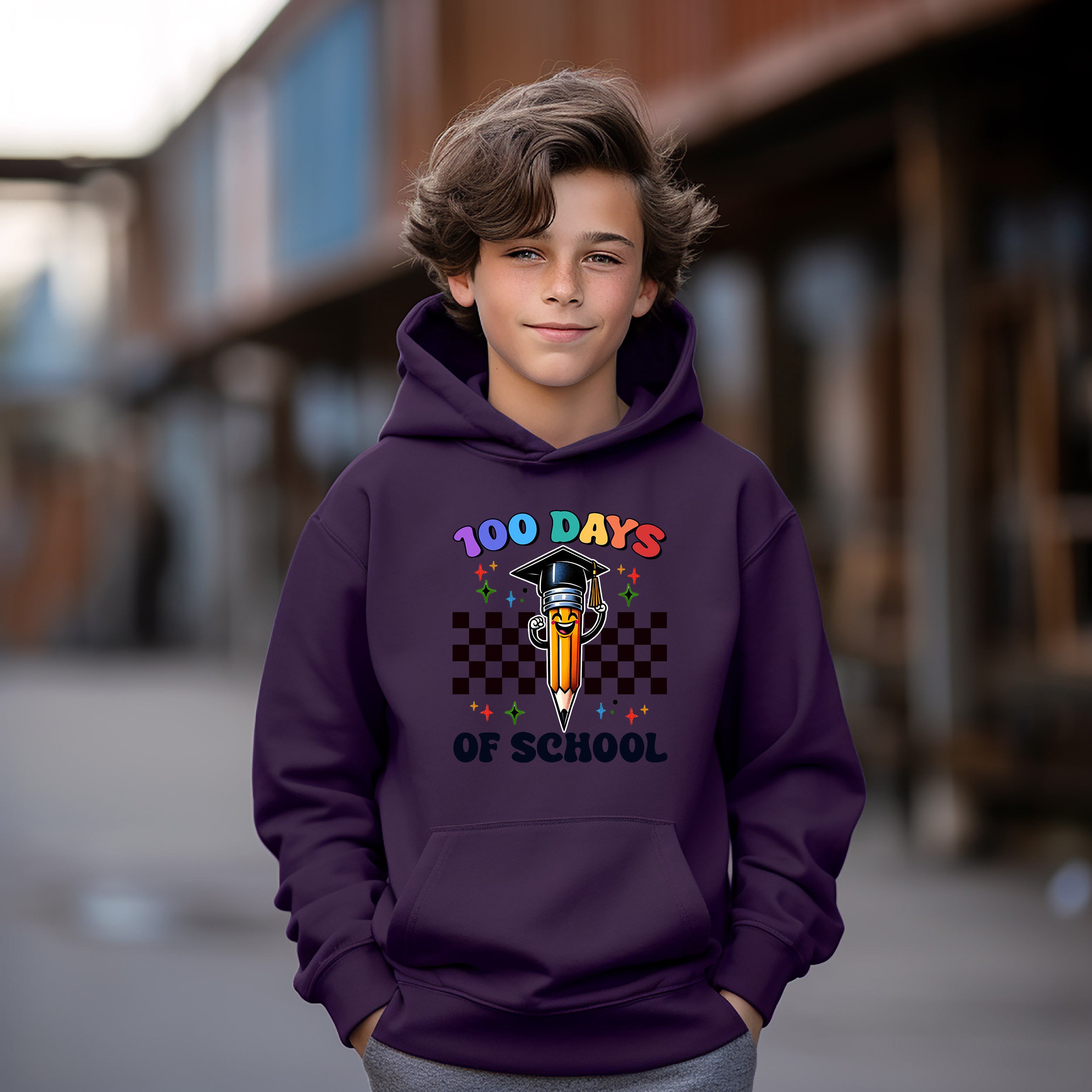 School - 100 Days Of School Pencil Youth Crewneck / Hoodie