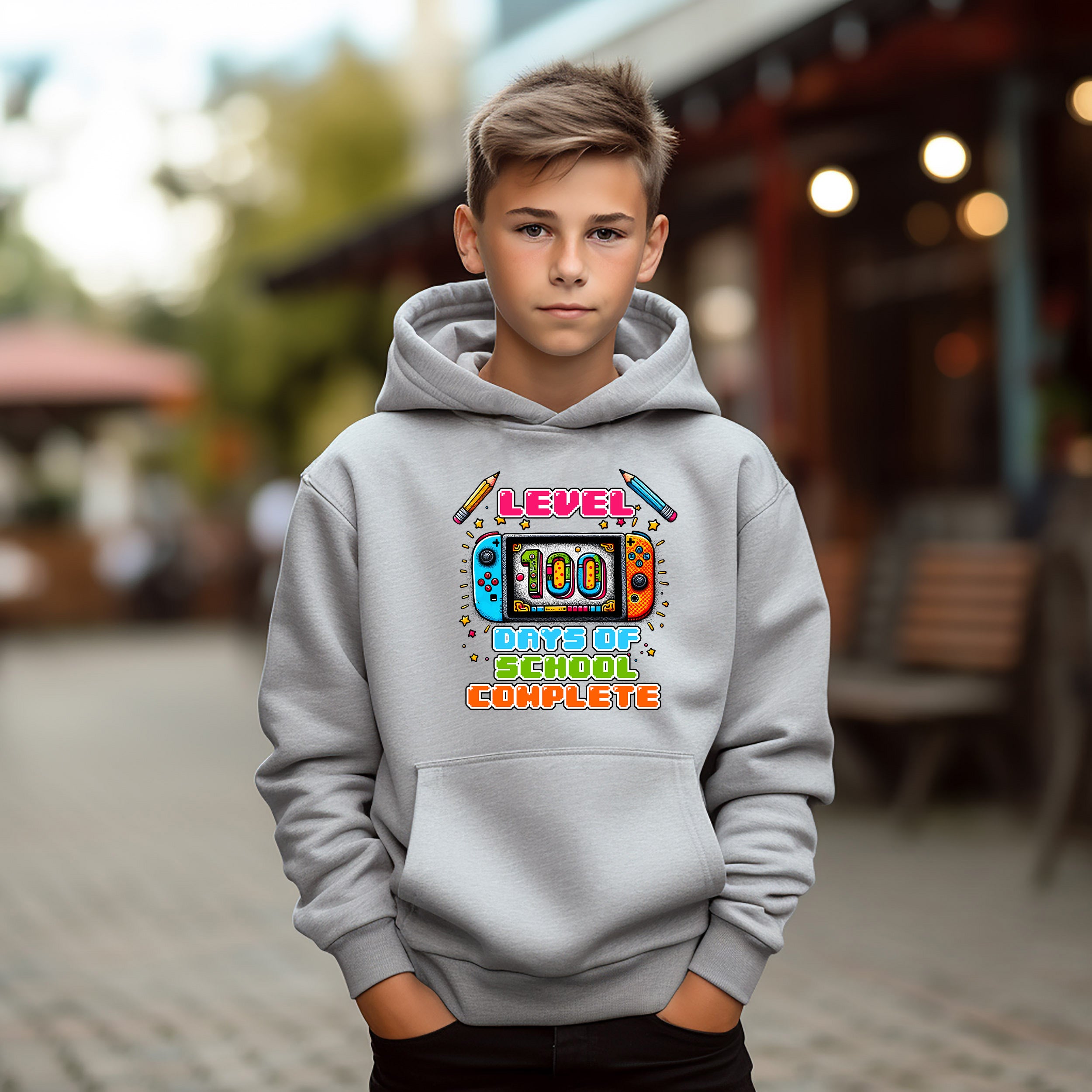 School - Level Up 100 Days Of School Youth Crewneck / Hoodie