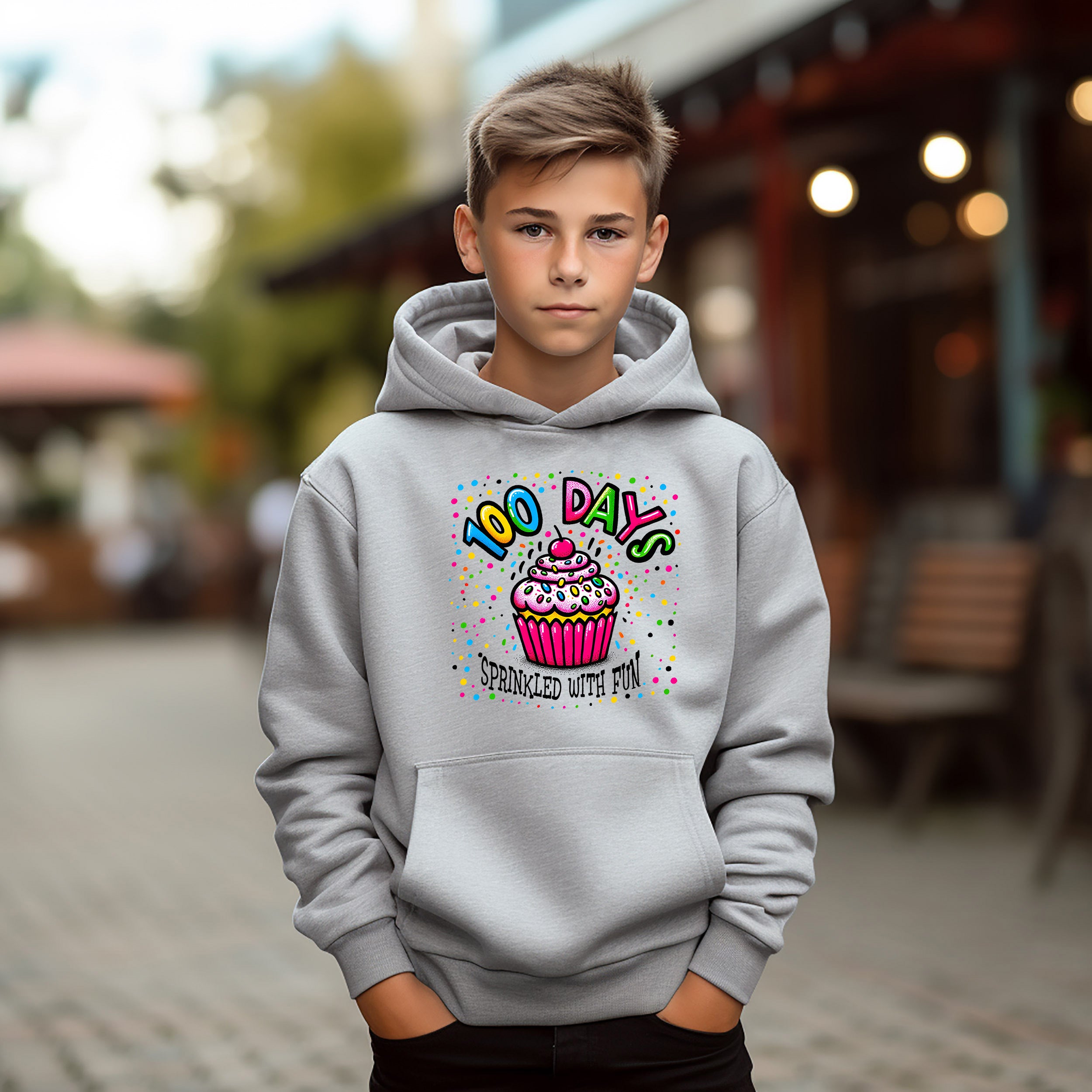 School - 100 Days Of School With Cupcake Youth Crewneck / Hoodie