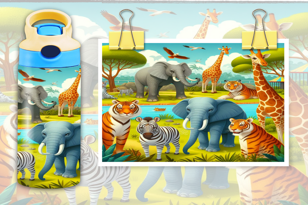 Zoo Animals 12oz - Kids Sippy Digital Download