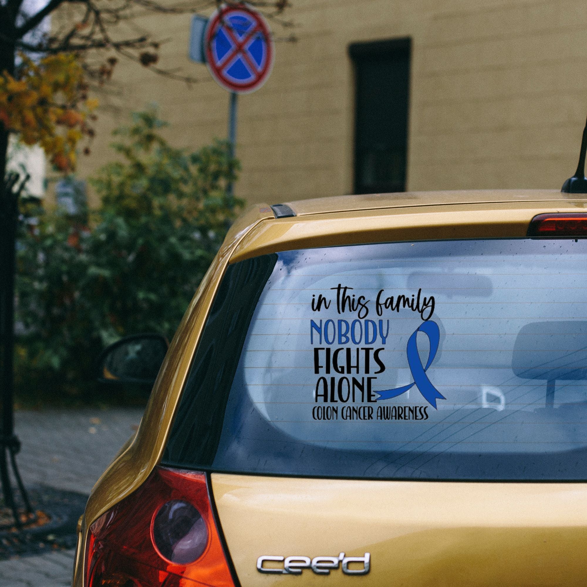 Nobody Fights Alone Colon Cancer Car Decal