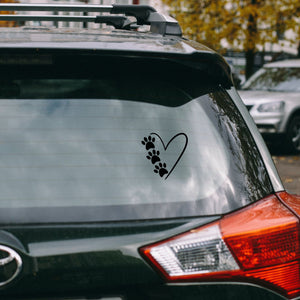 Three Dog - Cat Paw Prints With Heart Car Decal